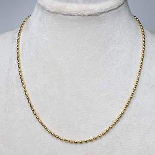 Collana con Estensione in Acciaio Oro Maglia a Palline Ovali 40,5 cm - Sarobidy
