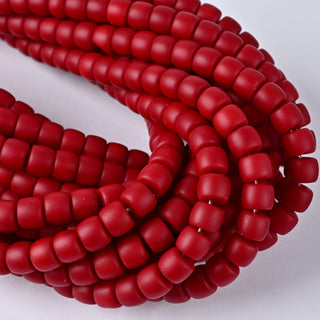 Perle in Pasta di Vetro Cilindro Bordeaux Opaco 8x6mm