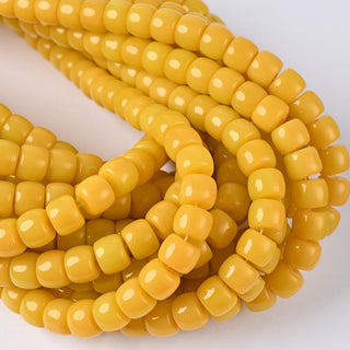 Perle in Pasta di Vetro Cilindro Giallo Zafferano 8x6mm