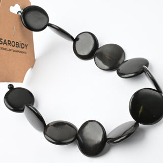 Perle in Corno Naturale Pastiglie Tonde Nero 22x4mm