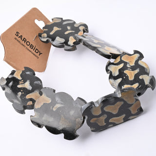 Perle in Corno Naturale Tartarugate Nero Maculato 40x30x5mm