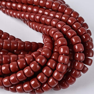 Perle in Pasta di Vetro Cilindro Rosso Mattone 8x6mm