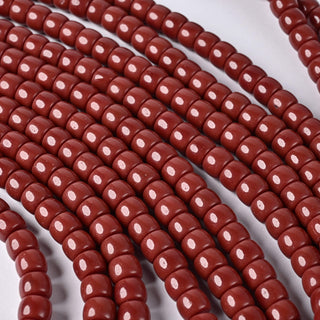 Perle in Pasta di Vetro Cilindro Rosso Mattone 8x6mm