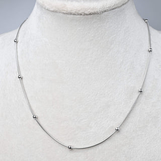 Collana con Estensione in Acciaio Maglia Coda di Topo con Palline 40 cm - Sarobidy