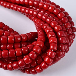 Perle in Pasta di Vetro Cilindro Rosso Scuro 8x6mm