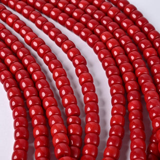 Perle in Pasta di Vetro Cilindro Rosso Scuro 8x6mm