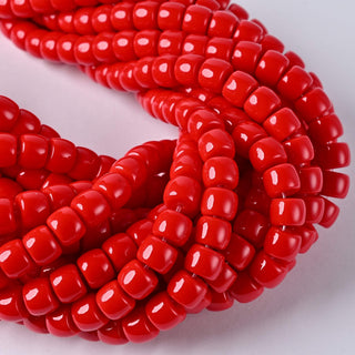 Perle in Pasta di Vetro Cilindro Rosso 8x6mm
