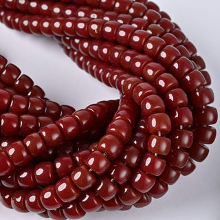 Perle in Pasta di Vetro Cilindro Rosso Borgogna 8x6mm