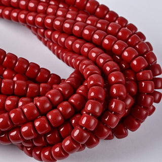 Perle in Pasta di Vetro Cilindro Bordeaux 8x6mm