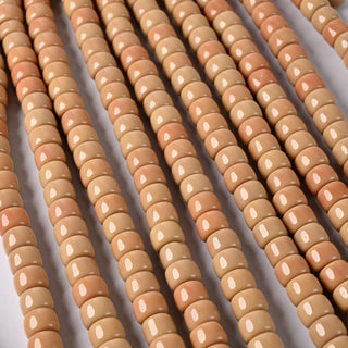 Perle in Pasta di Vetro Cilindro Beige 8x6mm