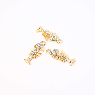 Ciondoli Smaltati Lisca di Pesce Strass 19x9mm