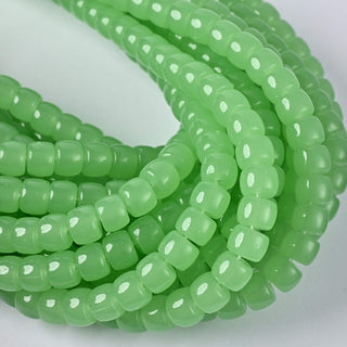 Perle in Pasta di Vetro Cilindro Verde Opal 8x6mm