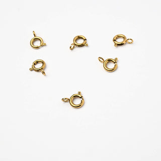 Chiusura Anello a Molla  in Acciaio Oro 6mm - 6 Pezzi