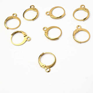 Orecchino Cerchio con Chiusura a Scatto in Acciaio Oro 12mm - 8 Pezzi