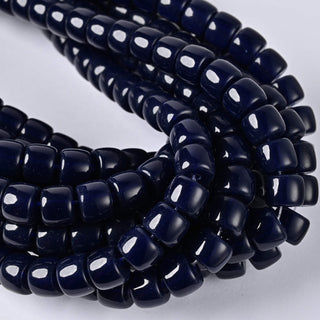 Perle in Pasta di Vetro Cilindro Blu Scuro 10x8mm