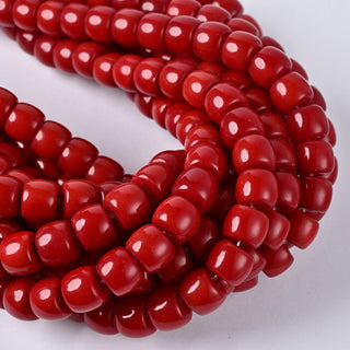 Perle in Pasta di Vetro Cilindro Rosso Scuro 10x8mm