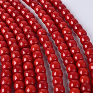 Perle in Pasta di Vetro Cilindro Rosso Scuro 10x8mm