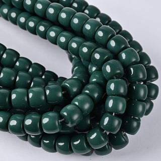 Perle in Pasta di Vetro Cilindro Verde Bosco 10x8mm