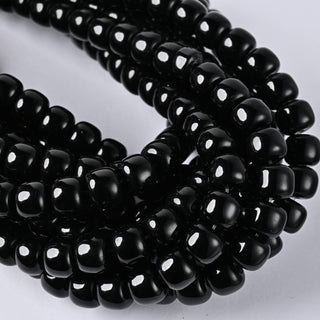 Perle in Pasta di Vetro Cilindro Nero 10x8mm