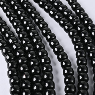 Perle in Pasta di Vetro Cilindro Nero 10x8mm