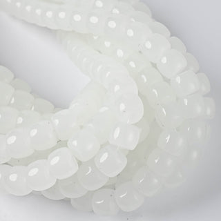 Perle in Pasta di Vetro Cilindro Bianco Opal 10x8mm