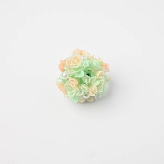 Perla Artigianale Fiori e Perla Verde Pastello e Pesca Ø 20mm