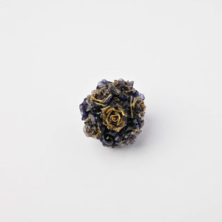 Perla Artigianale Fiori e Perla Blu Notte e Oro Ø 20mm