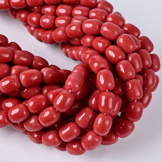 Perle in Pasta di Vetro Barilotto Rosso Mattone 10x8mm