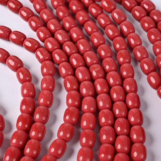 Perle in Pasta di Vetro Barilotto Rosso Mattone 10x8mm