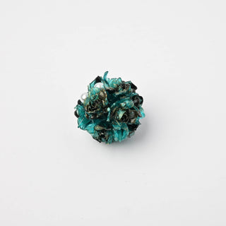 Perla Artigianale Fiori e Perla Verde Esmeraldo e Nero Ø 20mm