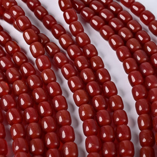 Perle in Pasta di Vetro Barilotto Rosso Borgogna 10x8mm