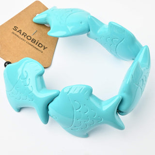 Perle in Resina Pesci Turchese 50x42mm