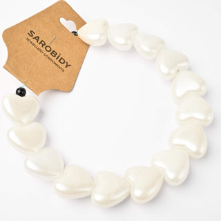 Perle in Resina Cuori Bianco Perlaceo 21x19mm