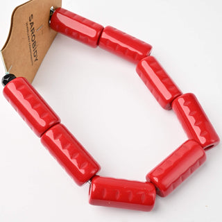 Perle in Resina Tubolare Rosso 30x14mm