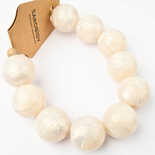 Perle in Resina Tonde Bianco Perlaceo Marmorizzato 24mm