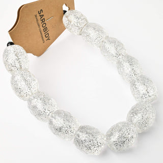 Perle in Resina Barilotti Sfaccettati Trasparente Glitterato 20x17mm