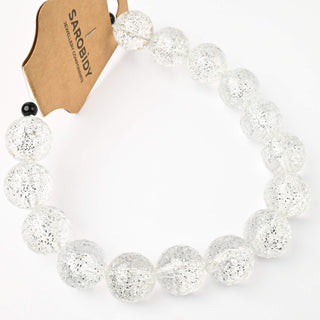 Perle in Resina Tonde Sfaccettate Trasparente Glitterato 16mm