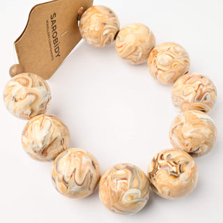 Perle in Resina Tonde Crema Marmorizzato 25mm