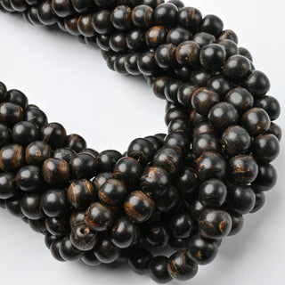 Perle in Corno Naturale Tonde Marrone Scuro 9mm