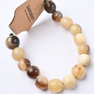 Perle in Corno Naturale Tonde Crema, Marrone e Nero 14mm