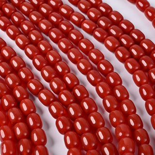 Perle in Pasta di Vetro Barilotto Rosso Corniola 10x8mm