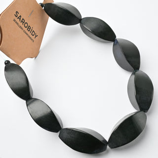 Perle in Corno Naturale Ovali Ritorte Verde Muschio 32x14mm