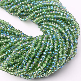 Cristalli Rondella Bicolore Verde Trasparente e Blu 3mm - Filo da 40 cm | Sarobidy