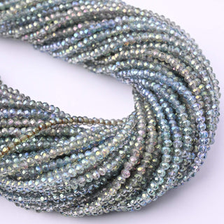 Cristalli Rondella Verde Chiaro Trasparente Sfumatura Rosa Aurora Boreale 3mm - Filo da 40 cm | Sarobidy