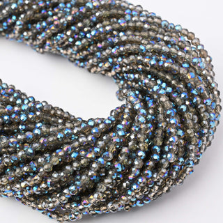 Cristalli Rondella Trasparente Fumè e Azzurro 3mm - Filo da 40 cm | Sarobidy