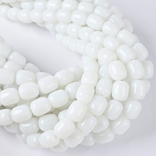 Perle in Pasta di Vetro Barilotto Bianco 10x8mm