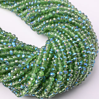Cristalli Rondella Bicolore Verde Trasparente e Blu 4mm - Filo da 40 cm | Sarobidy
