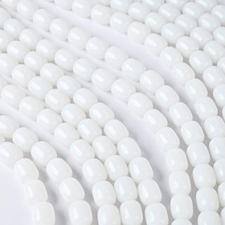 Perle in Pasta di Vetro Barilotto Bianco 10x8mm