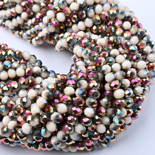Cristalli Rondella Bicolore Avorio e Magenta 6mm - Filo da 40 cm | Sarobidy
