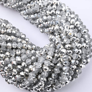 Cristalli Rondella Bicolore Argento e Trasparente 6mm - Filo da 40 cm | Sarobidy